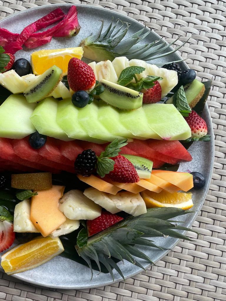 Is there anything yummier than a tropical fruit platter? Picture: Kara Jung