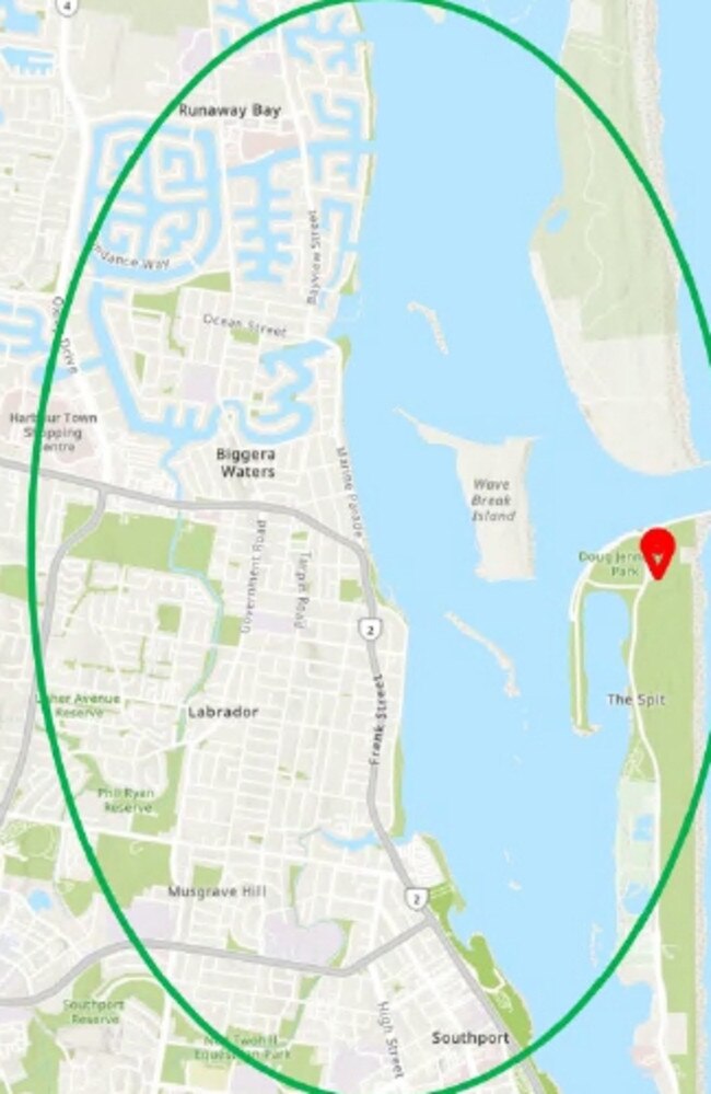 A Gold Coast City Council document showing the potential noise impact from the Promiseland concert at Doug Jennings Park on The Spit.