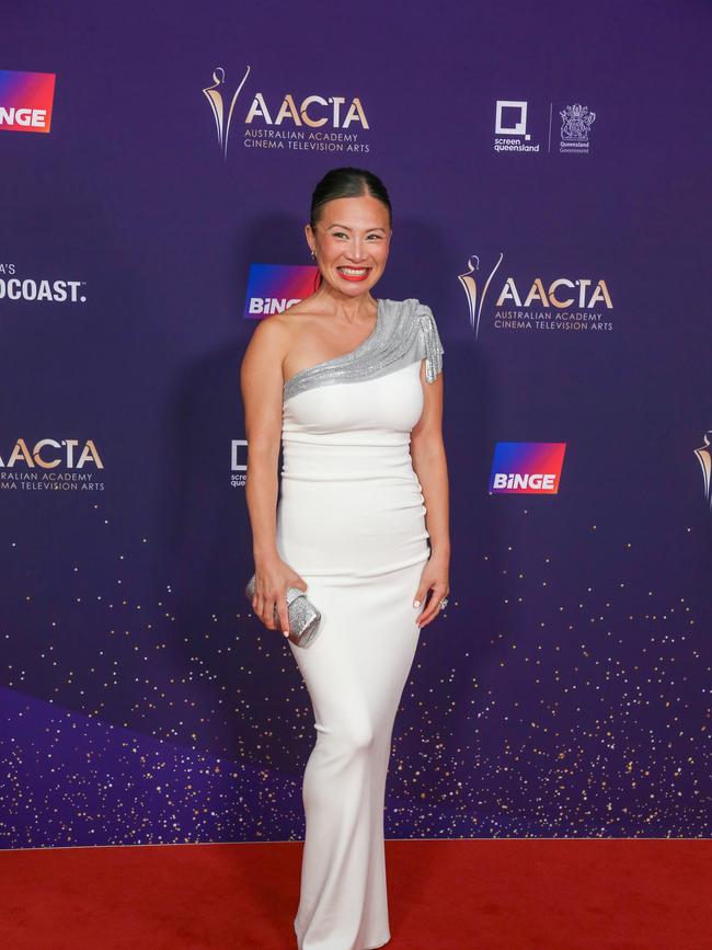 Poh Ling Yeow arrives on the Red Carpet at the 2024 Aacta Awards at HOTA on the Gold Coast. Picture: Glenn Campbell