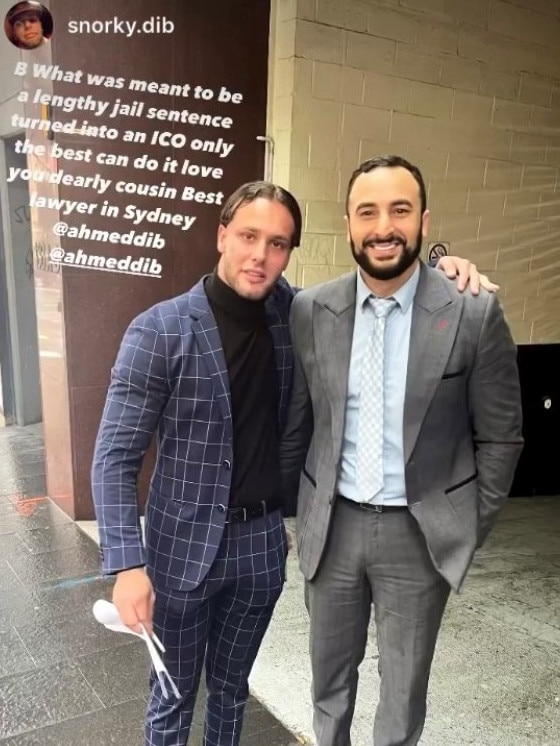 Mohammed Dib (left) posting on Instagram after his sentence. He described his solicitor Ahmed Dib (right) as the “best in Sydney”. Picture: Instagram