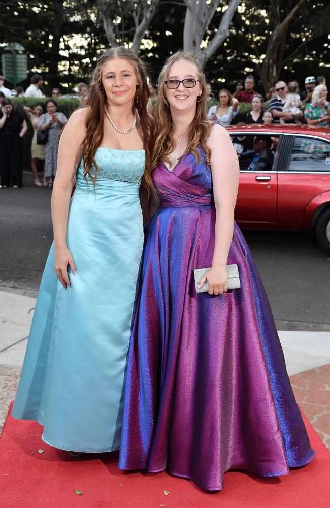 Lijana Anderson and Hannah Bennett at Centenary Heights State High School formal. Picture; Patrick Woods.