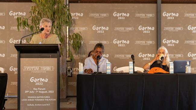 New Zealand High Commisioner Dame Annette King DNZM speaks during the Garma Festival. Picture: Tamati Smith/ Getty Images