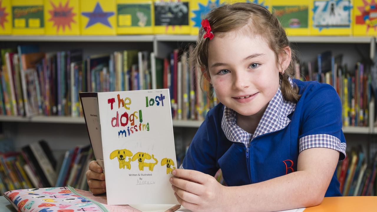 Rangeville State School year 2 student Alera Wickenden had her book selected out of 35,000 student authors after a Littlescribe program, Friday, November 24, 2023. Picture: Kevin Farmer