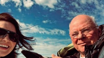 Melody: “A recent picture with my long-time mentor and friend, marine scientist Dr Mike Bossley, his camera ever-present in hand, on his research boat.” Picture: Melody Horrill