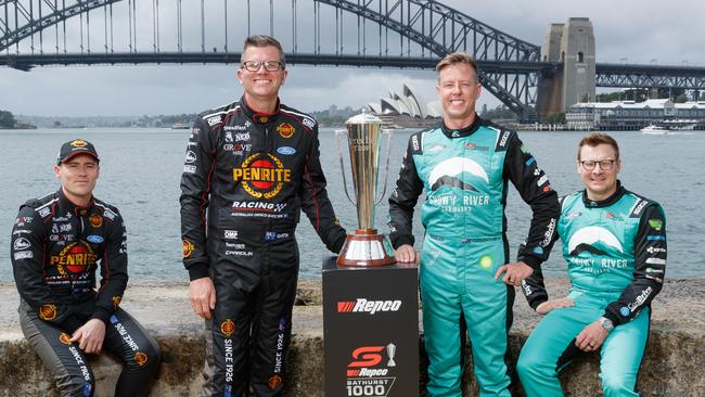 DAILY TELEGRAPH. Supercars drivers Richie Stanaway, Garth Tander, James Courtney and Jack Perkins at a Bathurst 1000 media opportunity to mark the 10 day countdown to the race. Monday 30/09/2024. Picture by Max Mason-Hubers