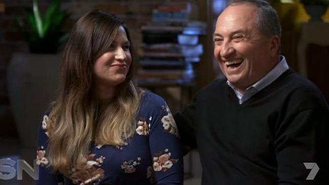 Vikki Campion and Barnaby Joyce during their first interview since the birth of their baby boy. Credit: Channel 7