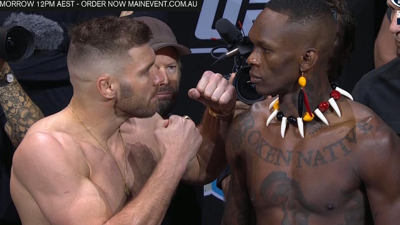 Israel Adesanya and Dricus du Plessis face off.