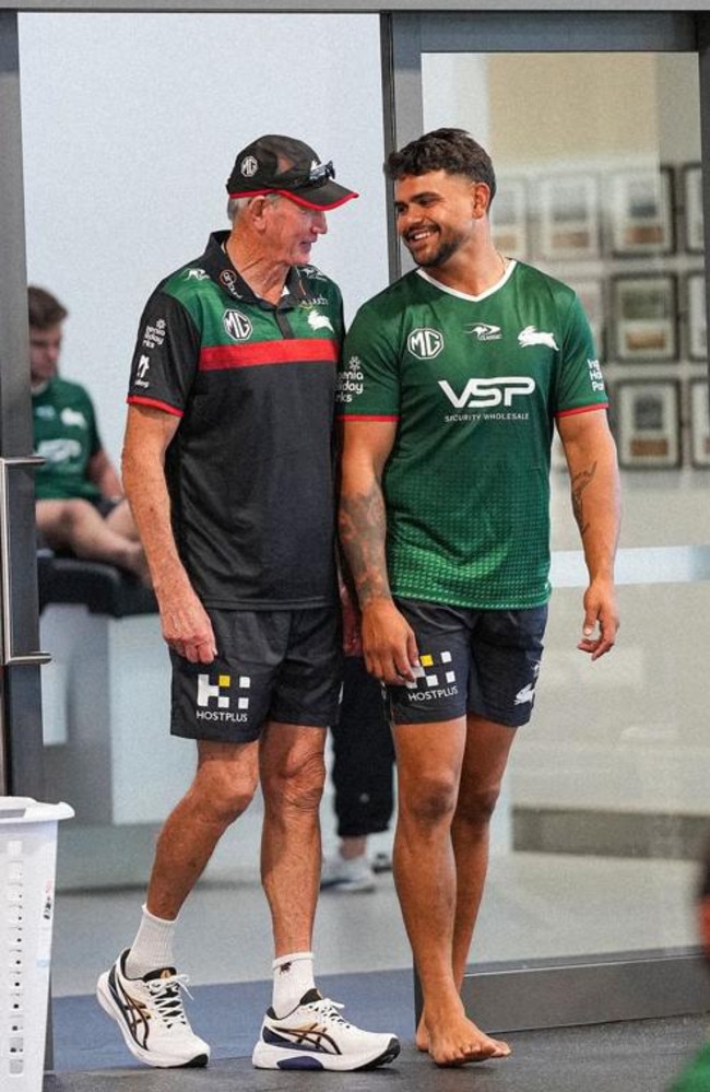 South Sydney coach Wayne Bennett and Latrell Mitchell. Pic: Instagram