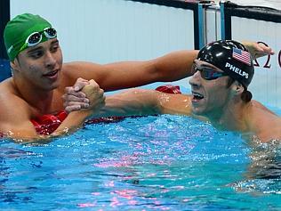  London Olympics 2012. Day 07 of competition with the finals of the swimming at the Aquatic Centre. Chad le Clos [from RSA] c...