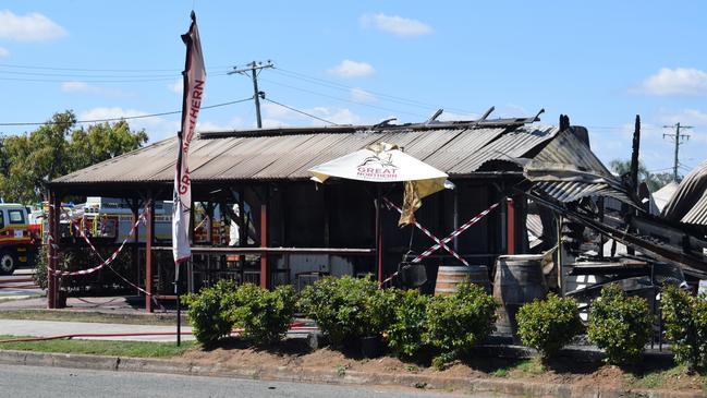 The scene of a fire at the Baralaba Hotel on Saturday morning, August 24, 2024. Picture: Aden Stokes