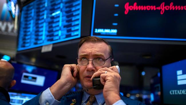 A trader working on the floor of the New York Stock Exchange. Picture: AFP