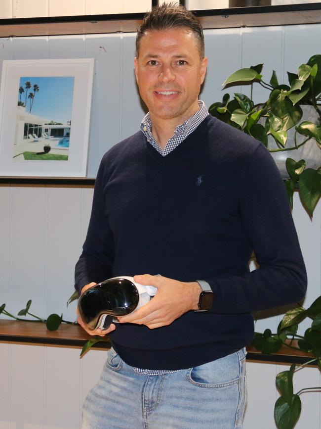 SpatialGPT chief executive Robert Marolda with an Apple Vision Pro headset.