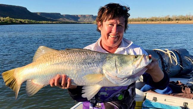 Caroline Demarco caught this 80cm barra downstream on the Victoria River. Picture: Supplied