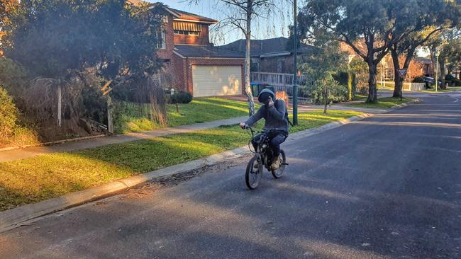 A youth was spotted on a monkey bike in Strathfield Parade, Croydon. Picture: Supplied.