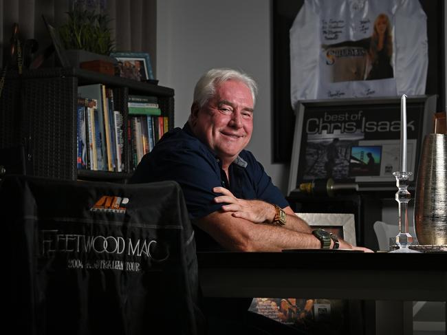 Music promoter Andrew McManus at his home on the Gold Coast. Picture: Lyndon Mechielsen