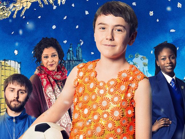 The Boy In The Dress. ABC Kids special. ABC3. Image supplied by ABCPicture Shows:  Miss Windsor (JENNIFER SAUNDERS), Mr Norris (JAMES BUCKLEY), Jaspreet (MEERA SYAL), Dennis (BILLY KENNEDY), Lisa (TEMI ORELAJA), Kate Moss, Referee (DAVID WALLIAMS), Mr Hawthorn (TIM MCINNERY) - (C) BBC - Photographer: Jack Barnes/Des Willie