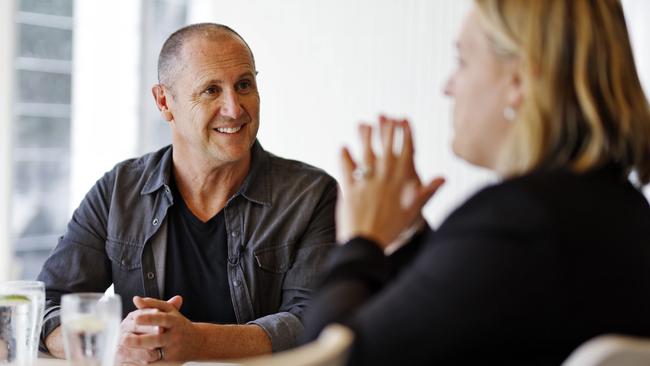 Veteran TV presenter Larry Emdur sits down to a High Steaks interview with journalist Karlie Rutherford at North Bondi RSL. Picture: Sam Ruttyn