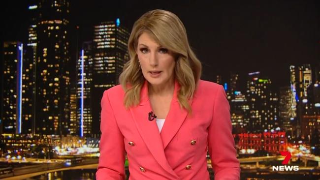 Sharyn Ghidella reading her final news bulletin for Seven in Brisbane on Tuesday, July 9.