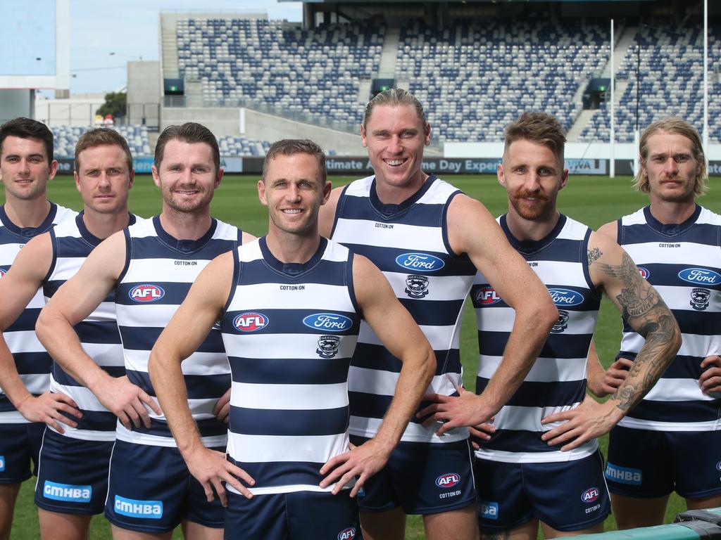 Geelong’s leadership group for 2020. Picture: Alan Barber