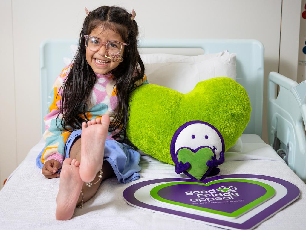 The Royal Children’s Hospital has become a ‘second home’ for young Aru. Picture: Mark Stewart