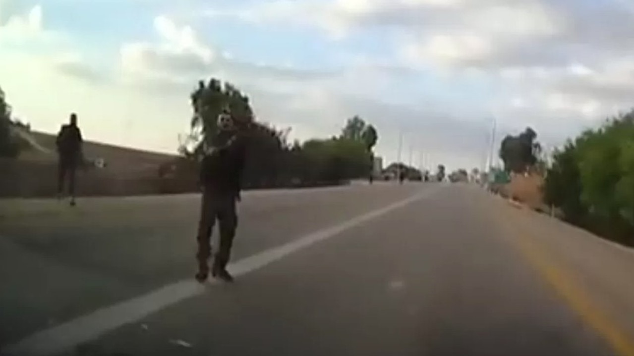 Footage showing militants waving down cars before opening fire.