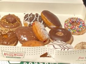 SEN Off The Bench host Craig Hutchison with the delivery of Krispy Kreme donuts that were  delivered to the radio studio this morning (Saturday, August 8, 2020) following his Twitter war last week with basketball star Andrew Bogut.Picture: Supplied.