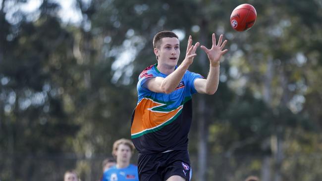 Brinn Little of the Allies warms up ahead of the U18 AFL Boys Championship match between the Allies and Vic Metro at Blacktown International Sportspark on June 25, 2022 in Sydney, Australia. (Photo by Jenny Evans/Getty Images for AFL Photos)