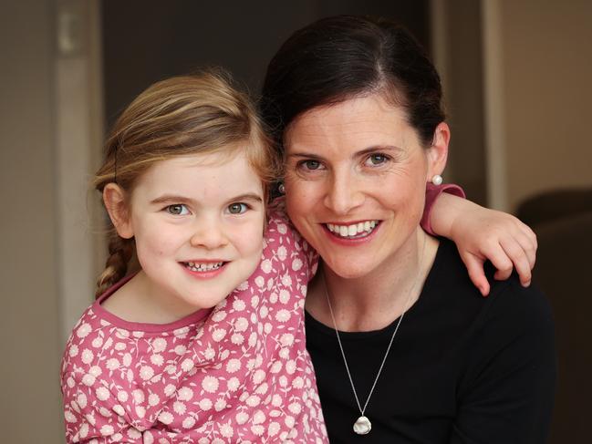 Moira, 3, picture here with her mum Nicole McEvoy, has egg and nut allergies. Picture: David Caird