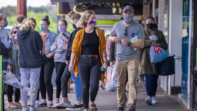 Face masks are compulsory indoors in Victoria. Picture: NCA NewsWire / Wayne Taylor