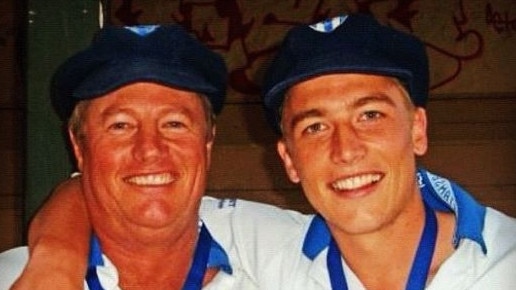 Former Crows star Bernie Vince with his Father Tim. Picture: Instagram