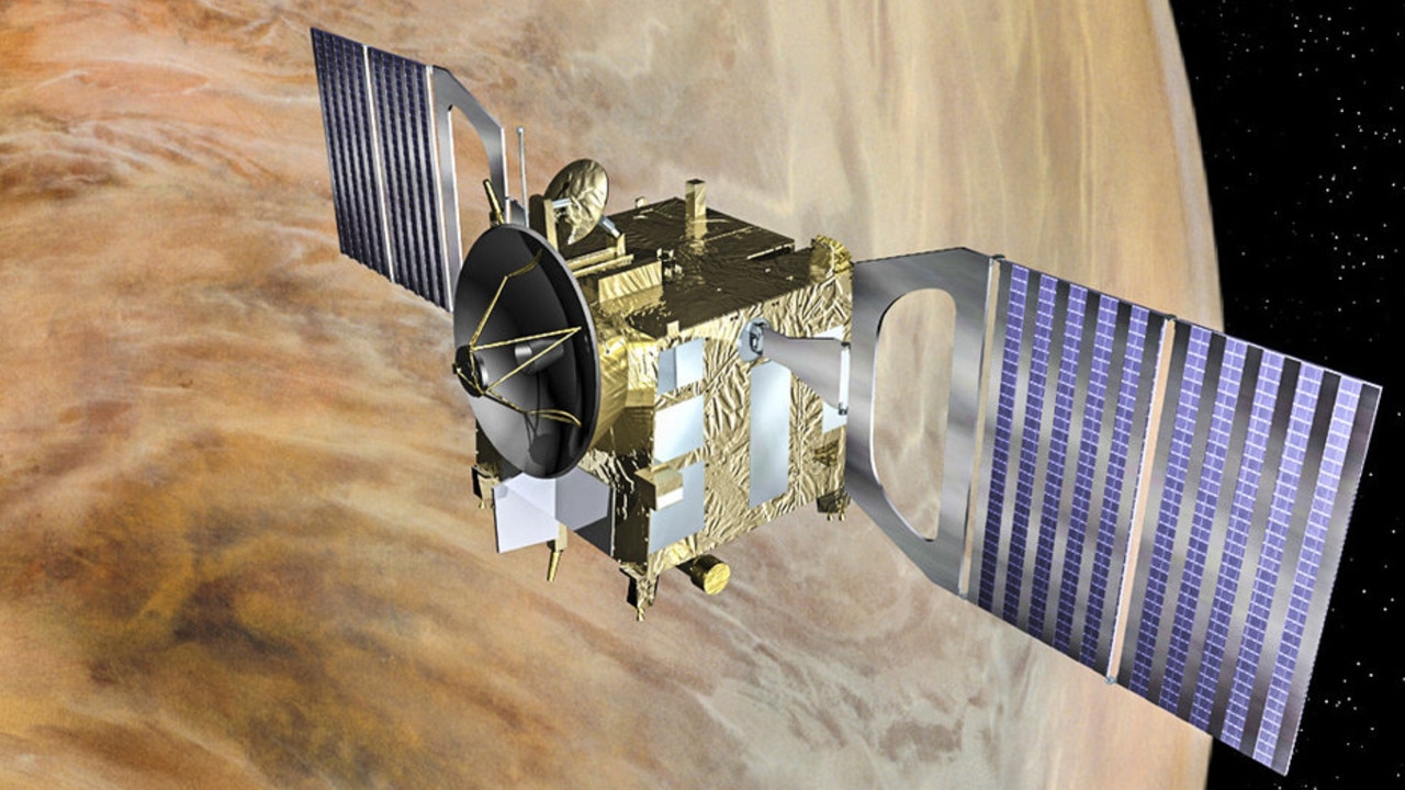 All three planets in our evening sky have spacecraft in orbit around them.  The European Space Agency's Venus Express Craft has been in operation since 2006.  Courtesy ESA