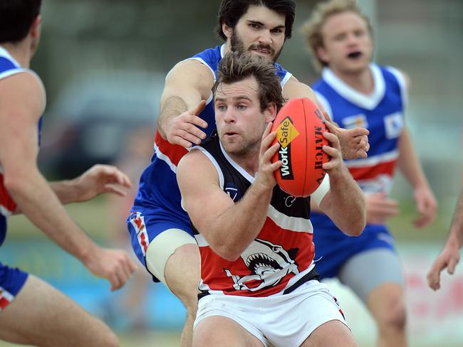 Ricky Ferraro playing for Bonbeach in 2013. He’s now keen to coach the Sharks.