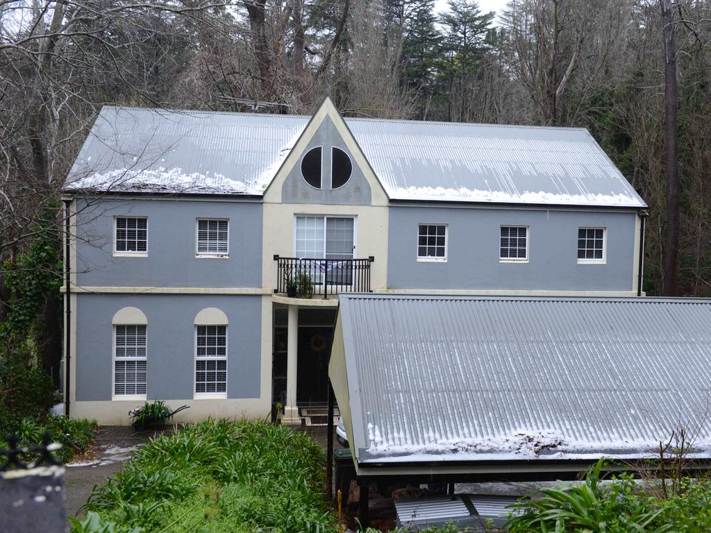 Hail in the Adelaide Hills near Stirling, on Sturt Valley Rd. Picture: AAP/ Brenton Edwards