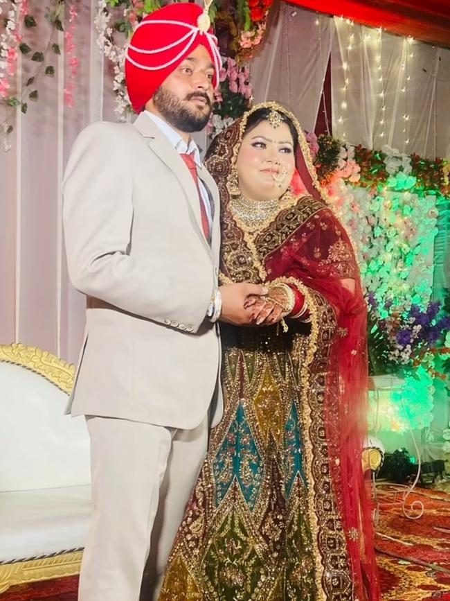 Anakhpal Singh and Jot Kaur at their wedding in India. Picture: Supplied by family