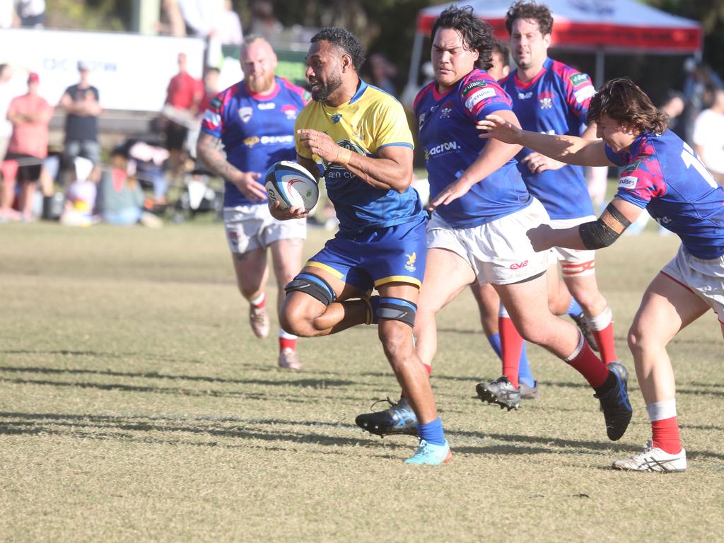 GCDRU round 13 seniors - 1st grade. Bond Pirates vs. GC Eagles. Aaron Grant. 14 July 2024 Miami Picture by Richard Gosling