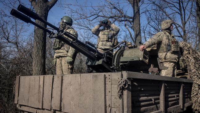 Members of Ukraine's 72nd Brigade Anti-air unit search for incoming Russian drones near Marinka, Ukraine. Ukraine isn’t just fighting for its own freedom; it’s fighting for the freedom of all the countries that would be Putin’s subsequent targets. Picture: Chris McGrath/Getty Images