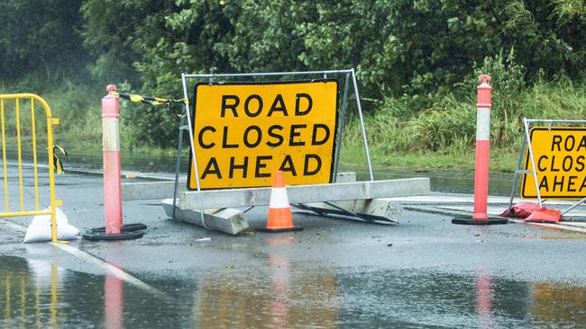 Tropical Cyclone Alfred approaches the Gold Coast.Road closed towards The Spit on the Gold Coast.Picture: Nigel Hallett