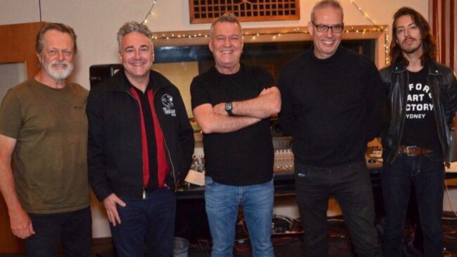 Bill Chambers, Field, Barnes, John Field and Jack Moffitt at the studio. Picture: Supplied