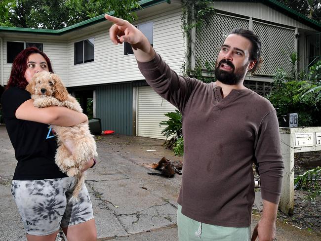 Daniela Vargas and Alex Sturdee with their dog Papita. Picture: John Gass