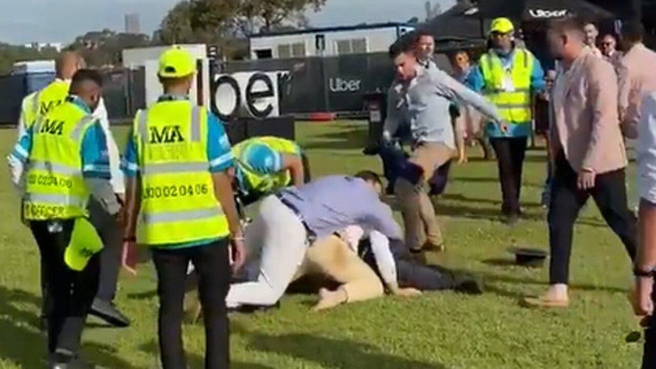 Melbourne Cup brawl at Uber drop off. Picture: 3AW/Facebook