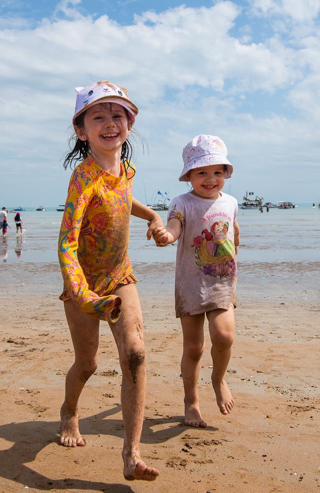 Penelope Murdie and Raven Rayfield at the Darwin Beer Can Regatta at Mindil Beach, 2023. Picture: Pema Tamang Pakhrin