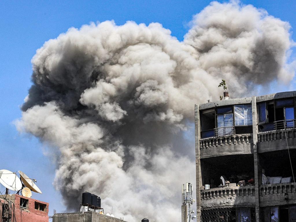 A smoke plume rises during Israeli bombardment in Jabalia in the northern Gaza Strip amid “the fiercest fighting” in months, according to the IDF. Picture: AFP