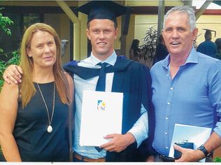 PROUD: Steve and Julie Mabb with their son, Jacob, at his University of the Sunshine Coast graduation ceremony.