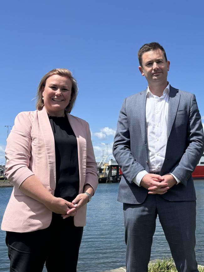 Labor Leader Dean Winter with his deputy Anita Dow in Devonport. Picture: Simon McGuire.