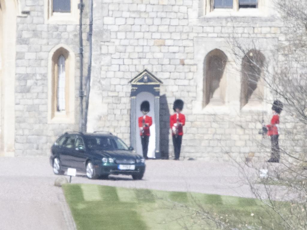 The Queen’s car leaves Windsor castle. Picture: Mega Agency