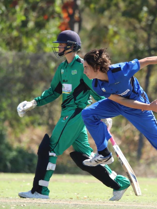 Jai Allman sends one down for Northern Tide in the TIO Junior Strike League. Picture: File.