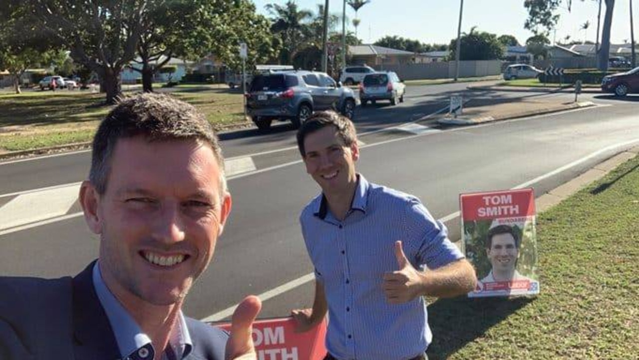 Transport minister Mark Bailey with Bundaberg Labor candidate Tom Smith.