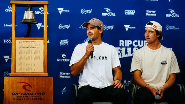 Jack Robinson speaks ahead of the first day of the competition of the Rip Curl Pro at Bells Beach Picture: Ed Sloane/World Surf League