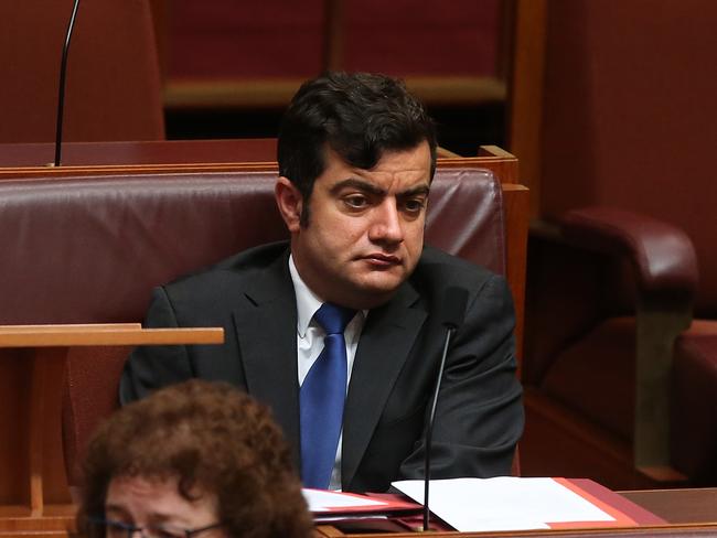 Senator Sam Dastyari in the Senate Chamber, at Parliament House in Canberra. Picture Kym Smith