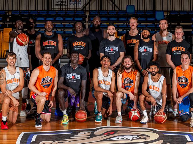 The Darwin Salties ahead of their first ever NBL1 North home semifinal. Picture: Pema Tamang Pakhrin